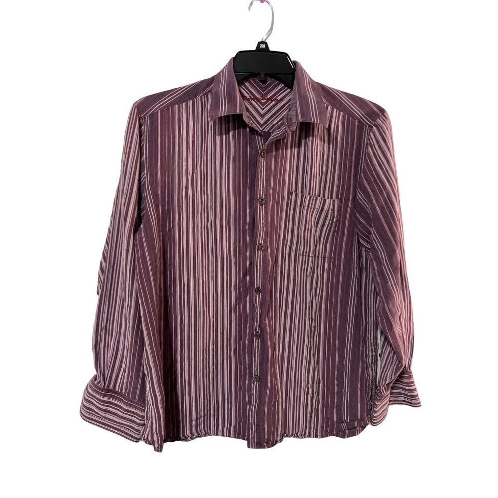 Tommy Bahama‎ purple striped long sleeve shirt size large